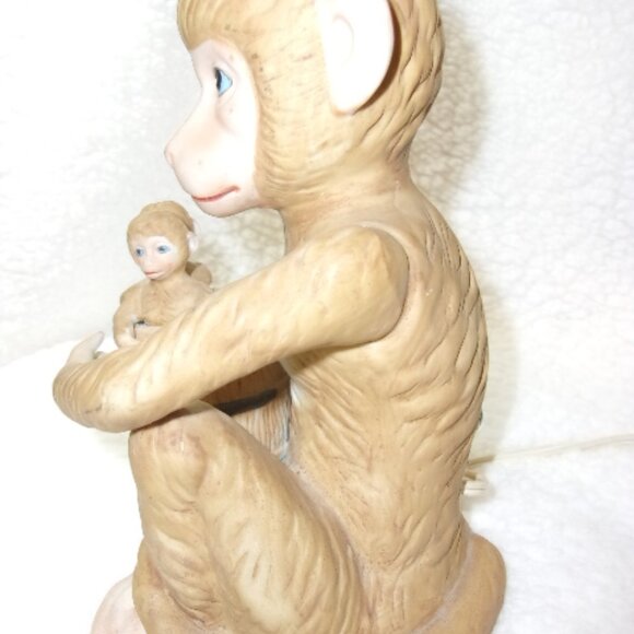 H-510 VINTAGE HAND PAINTED LENWILE CHINA ARDALT CHIMP W/2 BABY CHIMPS NIGHT LITE - Picture 4 of 12